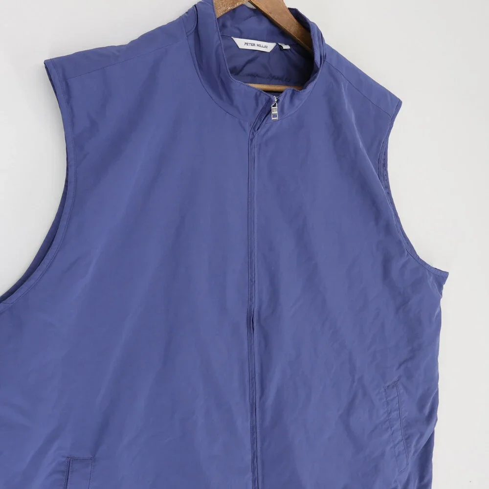 Peter Millar Mercer Vest Mens 4X Blue Full Zip Windproof Water Resistant